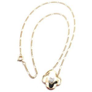 Authentic! Vintage Cartier 18k Yellow Gold Diamond Heart Clover Pendant Necklace